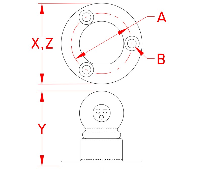 Tri Star Surface Mount, LED lights, S0803-1000, Line Drawing Tri Star Surface Mount, LED lights, S0803-1000, Line Drawing